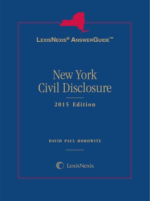 cover image of LexisNexis AnswerGuide: New York Civil Disclosure